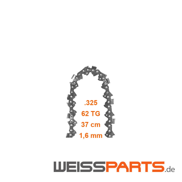 Sägekette .325" 1,6 mm 62 TG  37 cm für Stihl Motorsäge 024, 024AV, 024AVEQ, 026, 026AV, 026AVEQ, MS240, MS260; Montage gemäß Explosionszeichnung auf Kettenrad und Schwert; Ersatzteile für Kettensäge und Motorsäge von WEISSPARTS, Sägekette jetzt bei WEISSPARTS bestellen